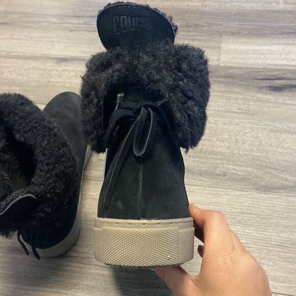 Cougar Devon Black Suede Waterproof Winter Sneaker Boots - Fur-Lined Black Sz 10 - Picture 6 of 11